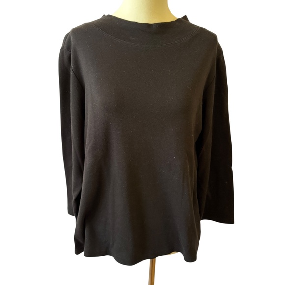 IRIDIUM TOP PIMA COTTON MOCK NECK ELEVATED BASIC CAPSULE CLOSET CASUAL CHIC M - Picture 1 of 11
